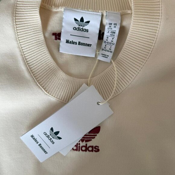Adidas X Wales Bonner Knit  Short Sleeve Tee | Cream/Maroon | Women’s Size M - Picture 4 of 4